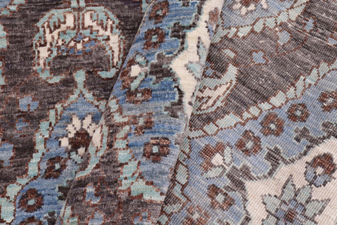 handmade Modern Kafkaz Drk. Gray Blue Hand Knotted RECTANGLE 100% WOOL area rug 6' x 9'