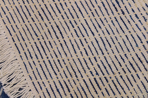 handmade Geometric Moroccan Blue Ivory Hand Knotted RECTANGLE 100% WOOL area rug 4' x 6'