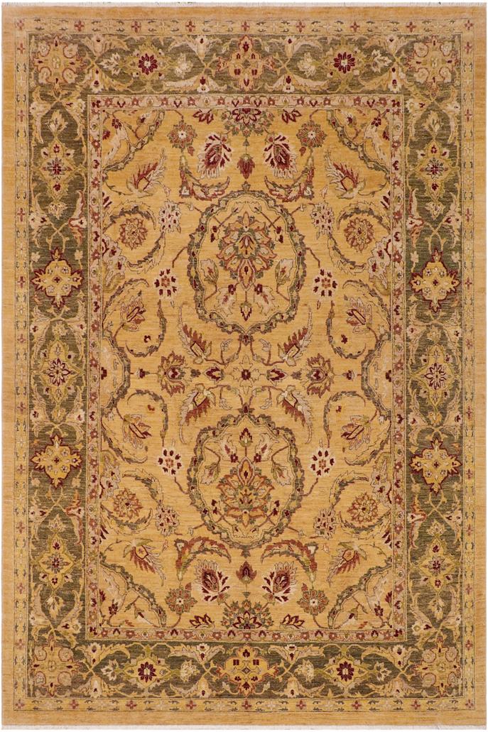 handmade Traditional Kafkaz Lt. Gold Green Hand Knotted RECTANGLE 100% WOOL area rug 9X11