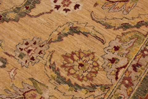 handmade Traditional Kafkaz Lt. Gold Green Hand Knotted RECTANGLE 100% WOOL area rug 9x11
