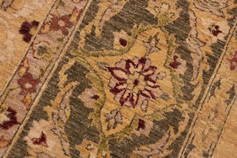 handmade Traditional Kafkaz Lt. Gold Green Hand Knotted RECTANGLE 100% WOOL area rug 9x11