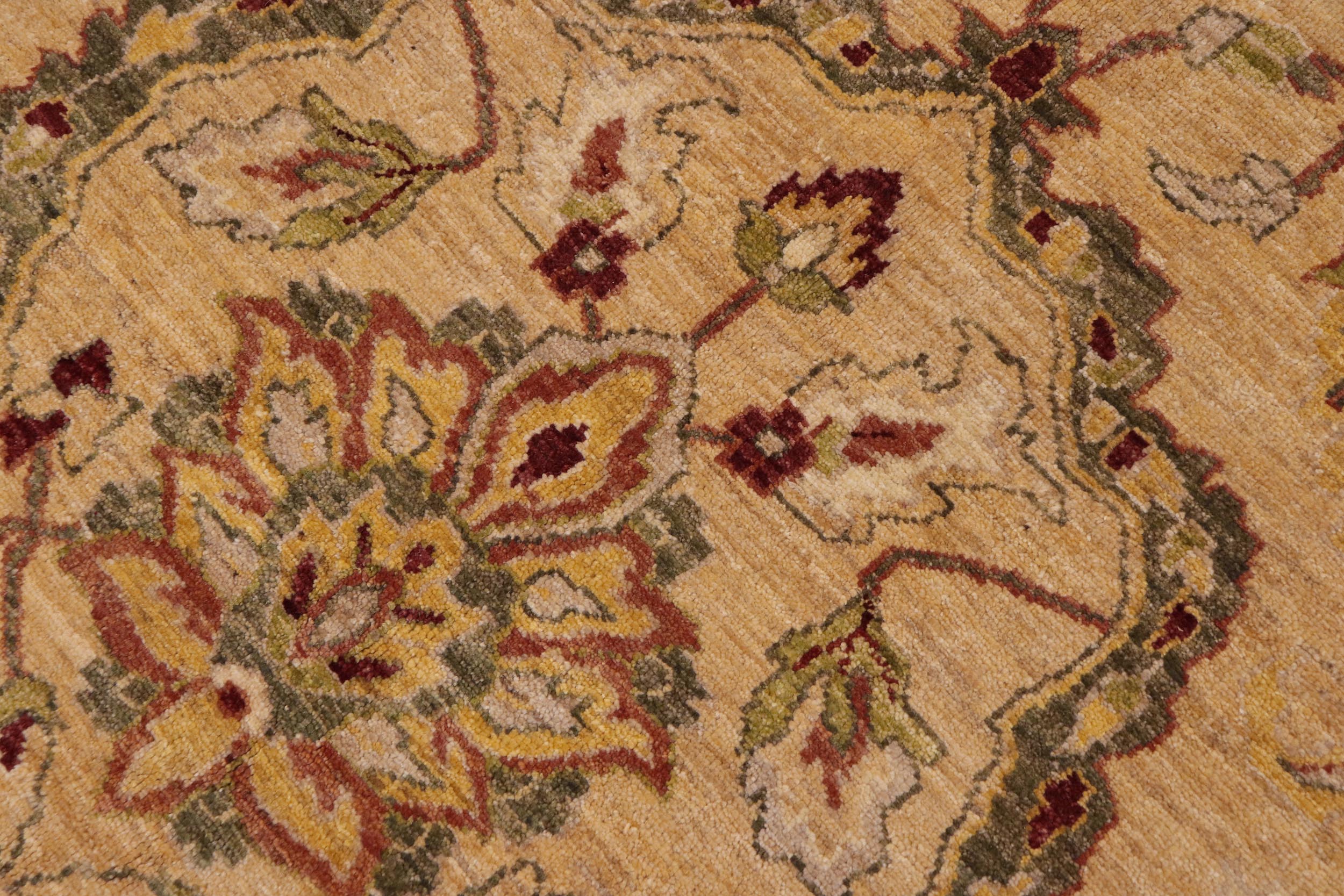 handmade Traditional Kafkaz Lt. Gold Green Hand Knotted RECTANGLE 100% WOOL area rug 9x11