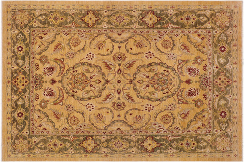 handmade Traditional Kafkaz Lt. Gold Green Hand Knotted RECTANGLE 100% WOOL area rug 9x11