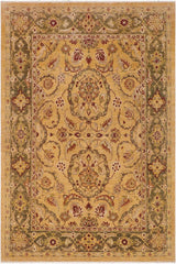 handmade Traditional Kafkaz Lt. Gold Green Hand Knotted RECTANGLE 100% WOOL area rug 9X11