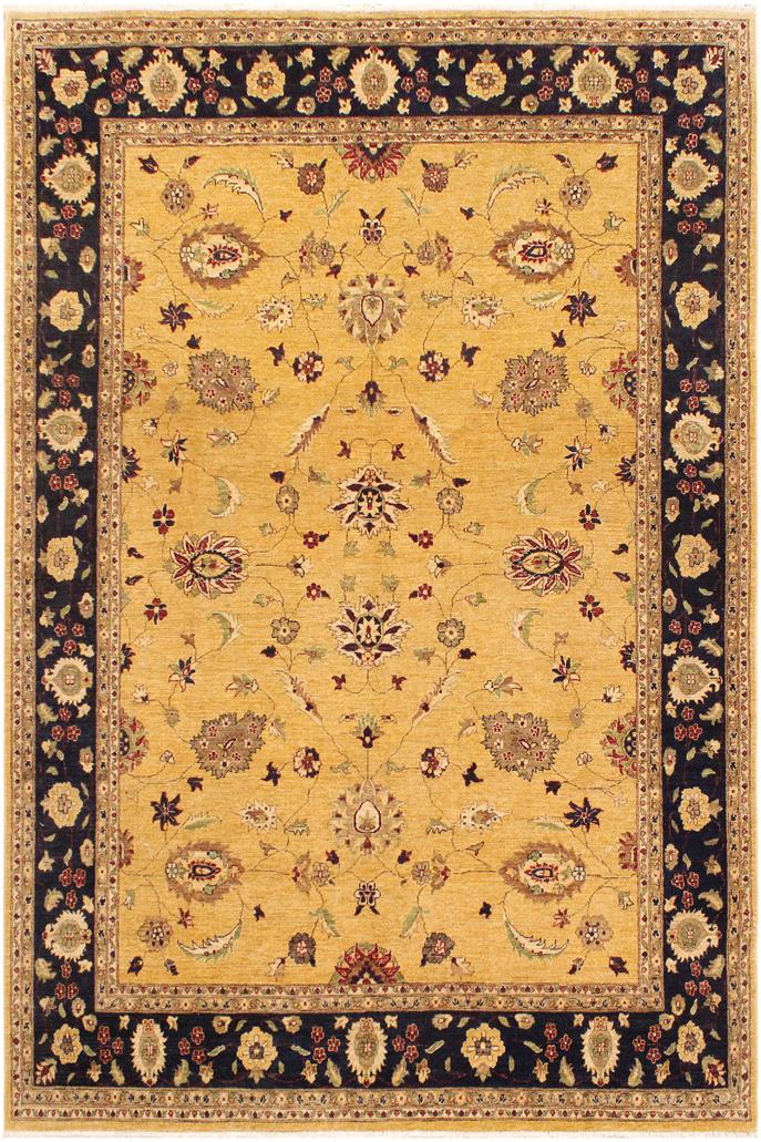 handmade Traditional Kafkaz Gold Blue Hand Knotted RECTANGLE 100% WOOL area rug 9X12