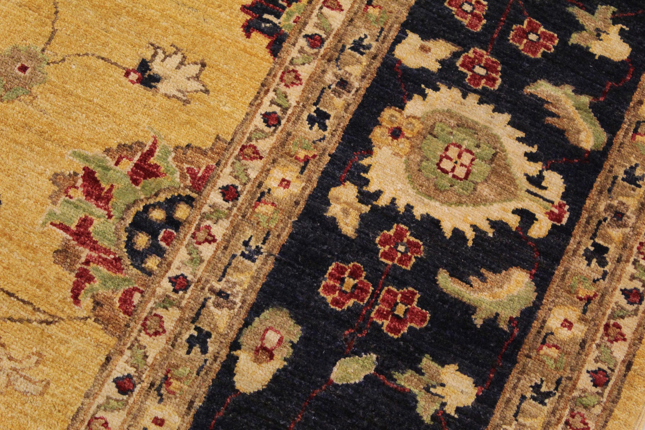handmade Transitional Kafkaz Gold Blue Hand Knotted RECTANGLE 100% WOOL area rug 9' x 12'