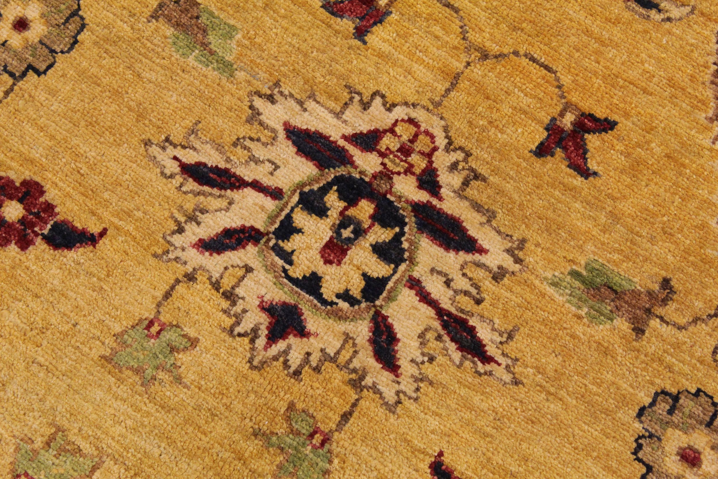 handmade Transitional Kafkaz Gold Blue Hand Knotted RECTANGLE 100% WOOL area rug 9' x 12'