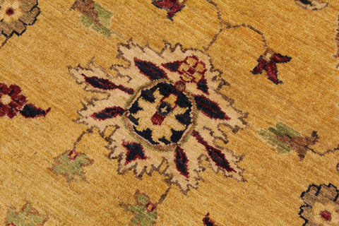 handmade Transitional Kafkaz Gold Blue Hand Knotted RECTANGLE 100% WOOL area rug 9' x 12'