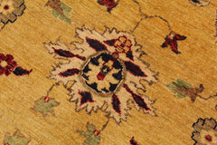 handmade Traditional Kafkaz Gold Blue Hand Knotted RECTANGLE 100% WOOL area rug 9X12