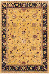 handmade Traditional Kafkaz Gold Blue Hand Knotted RECTANGLE 100% WOOL area rug 9X12