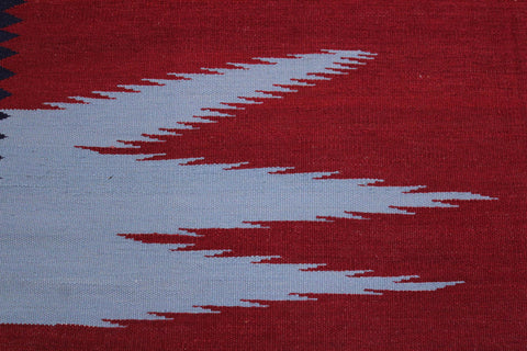 handmade Modern Kilim Blue Red Hand-Woven RECTANGLE 100% WOOL area rug 6x9