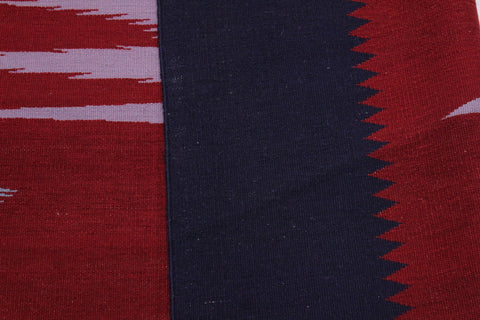 handmade Modern Kilim Blue Red Hand-Woven RECTANGLE 100% WOOL area rug 6x9