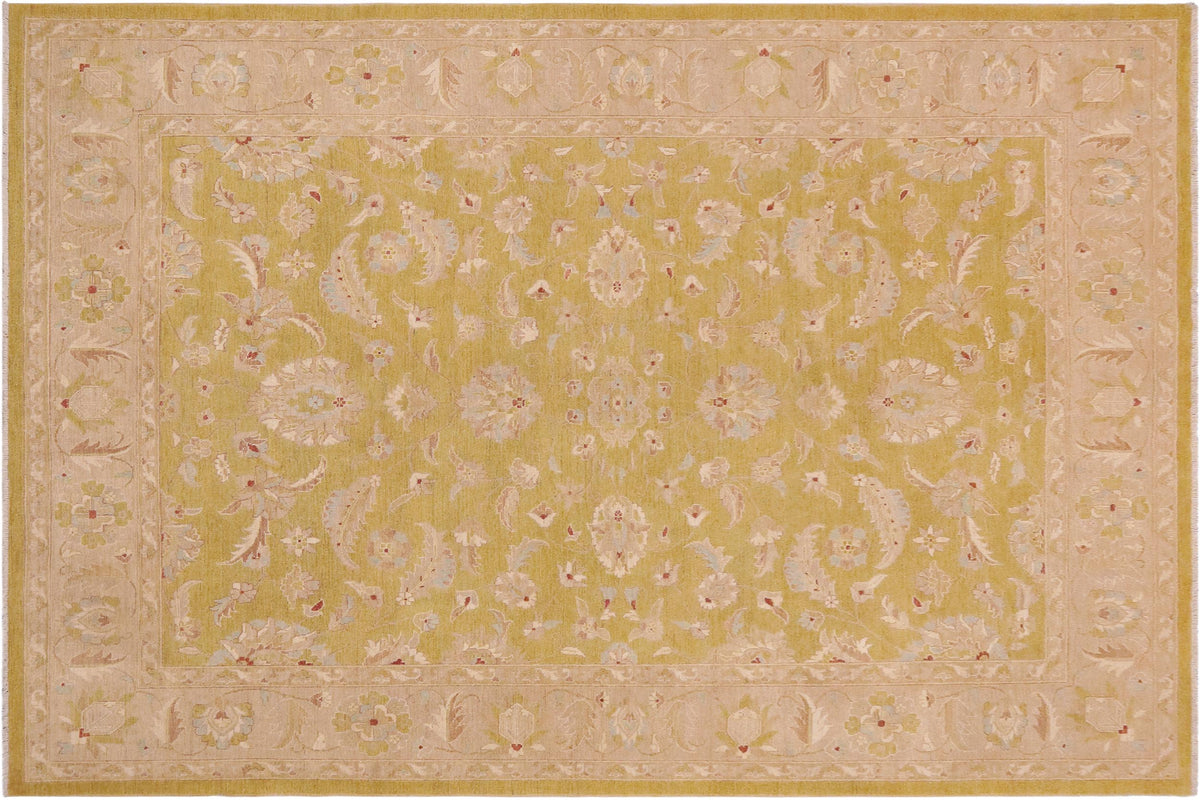 handmade Transitional Kafkaz Lt. Green Taupe Hand Knotted RECTANGLE 100% WOOL area rug 9' x 12'