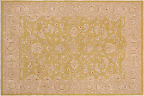 handmade Transitional Kafkaz Lt. Green Taupe Hand Knotted RECTANGLE 100% WOOL area rug 9' x 12'