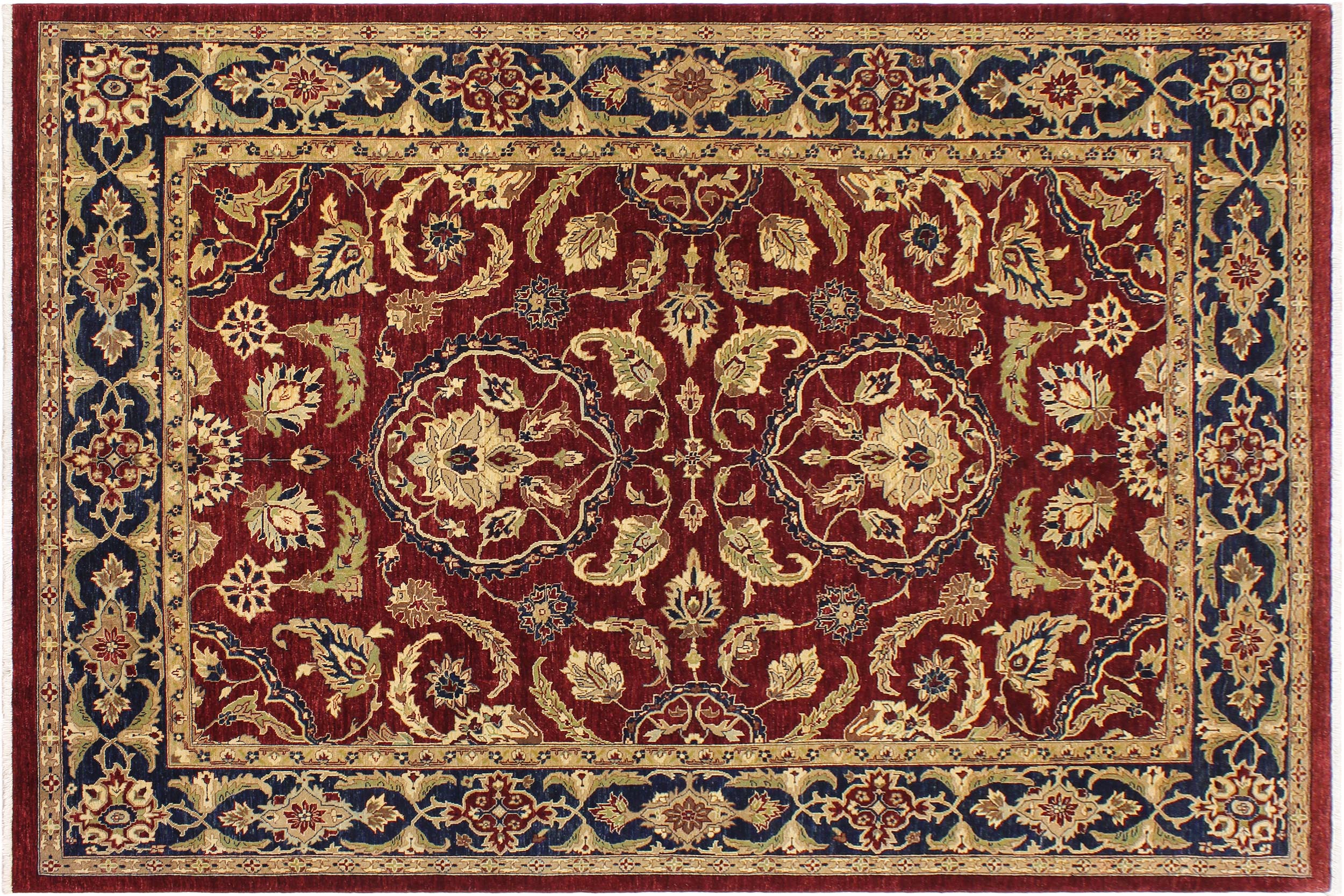 handmade Traditional Kafkaz Red Blue Hand Knotted RECTANGLE 100% WOOL area rug 9x12