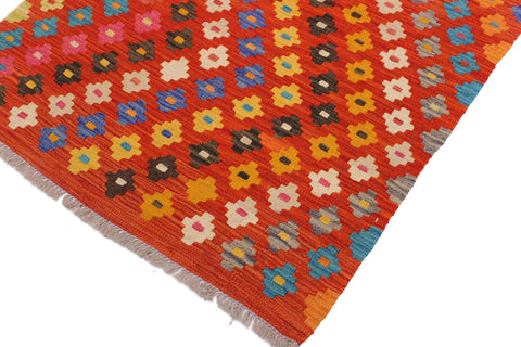 handmade Modern Kilim Rust Beige Hand-Woven RECTANGLE 100% WOOL area rug 4x5