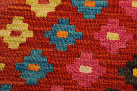 handmade Modern Kilim Rust Beige Hand-Woven RECTANGLE 100% WOOL area rug 4x5