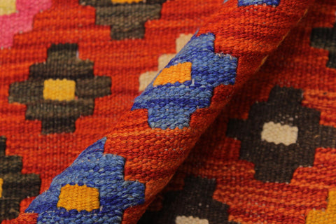 handmade Modern Kilim Rust Beige Hand-Woven RECTANGLE 100% WOOL area rug 4x5