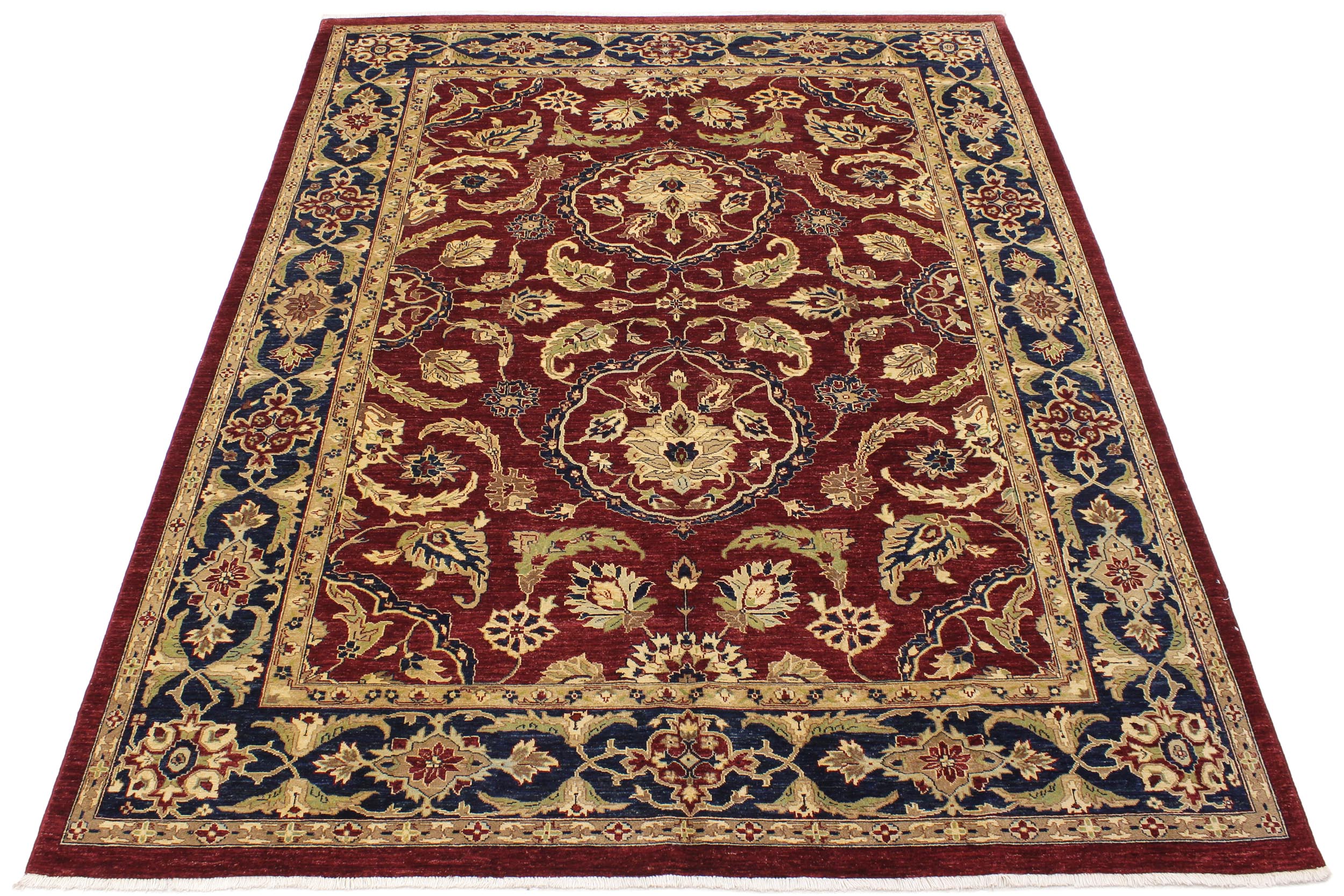 handmade Traditional Kafkaz Red Blue Hand Knotted RECTANGLE 100% WOOL area rug 9x12
