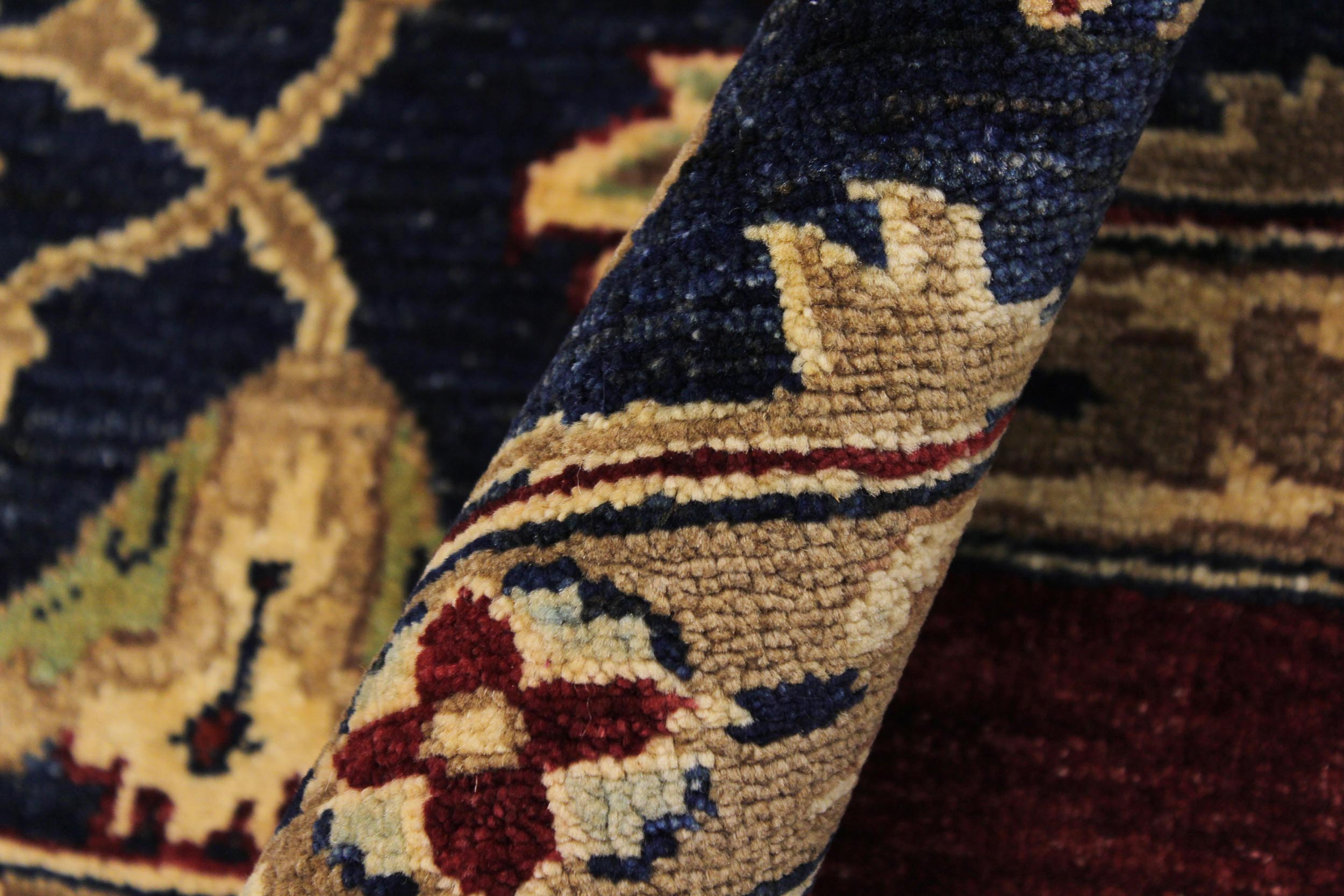 handmade Traditional Kafkaz Red Blue Hand Knotted RECTANGLE 100% WOOL area rug 9x12
