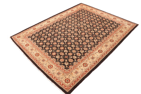 handmade Transitional Kafkaz Brown Beige Hand Knotted RECTANGLE 100% WOOL area rug 9' x 12'