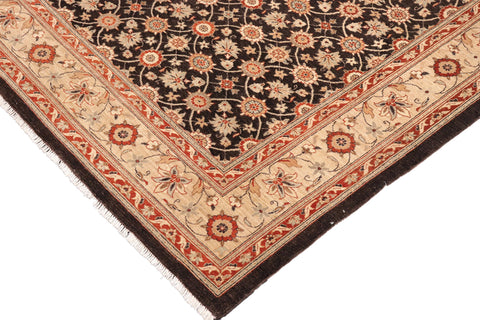 handmade Transitional Kafkaz Brown Beige Hand Knotted RECTANGLE 100% WOOL area rug 9' x 12'