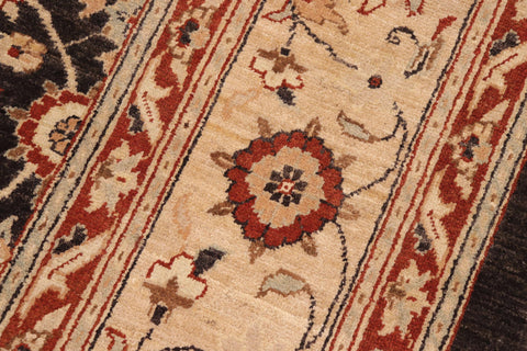 handmade Transitional Kafkaz Brown Beige Hand Knotted RECTANGLE 100% WOOL area rug 9' x 12'