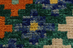 handmade Modern Balouchi Green Beige Hand Knotted RECTANGLE 100% WOOL area rug 5x7