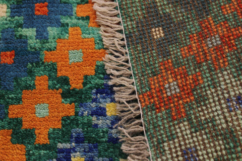handmade Modern Balouchi Green Beige Hand Knotted RECTANGLE 100% WOOL area rug 5x7