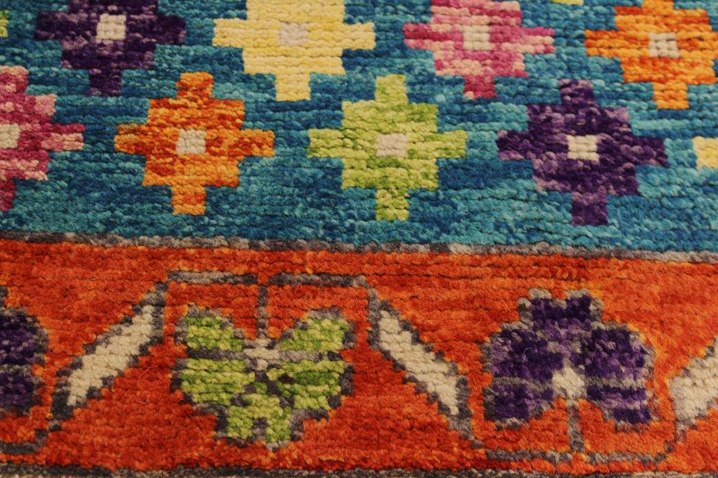 handmade Geometric Balouchi Teal Orange Hand Knotted RECTANGLE 100% WOOL area rug 5x7