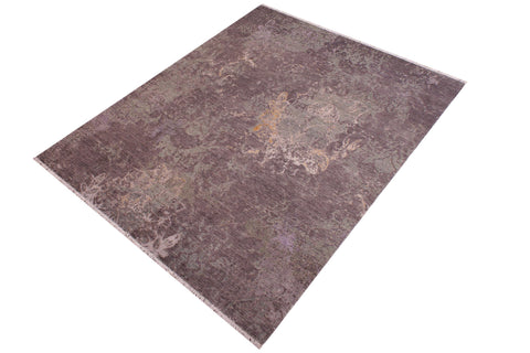 handmade Modern Kafkaz Brown Green Hand Knotted RECTANGLE WOOL&SILK area rug 6' x 9'