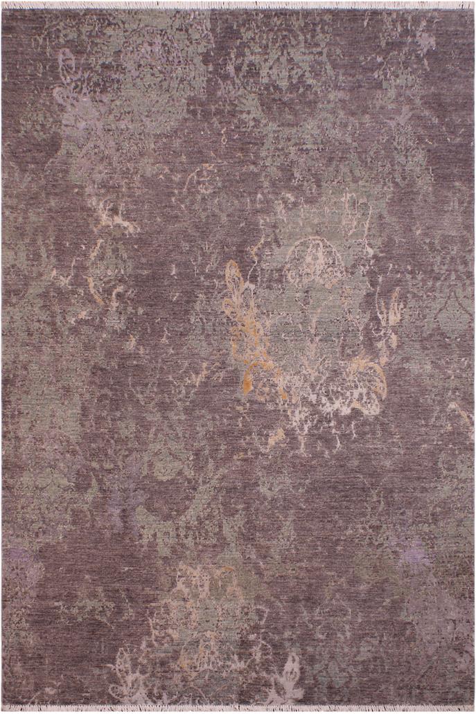 handmade Modern Kafkaz Brown Green Hand Knotted RECTANGLE WOOL&SILK area rug 6X9