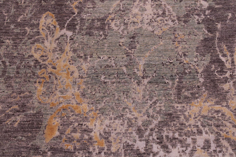 handmade Modern Kafkaz Brown Green Hand Knotted RECTANGLE WOOL&SILK area rug 6' x 9'