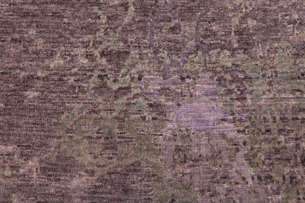 handmade Modern Kafkaz Brown Green Hand Knotted RECTANGLE WOOL&SILK area rug 6X9