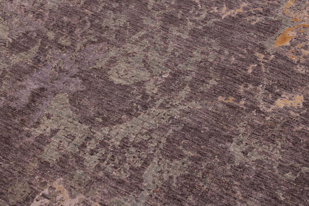 handmade Modern Kafkaz Brown Green Hand Knotted RECTANGLE WOOL&SILK area rug 6X9