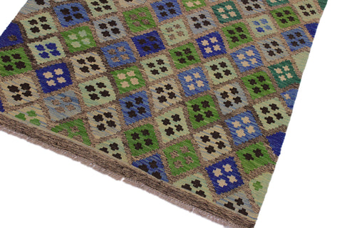 handmade Geometric Kilim Gray Blue Hand-Woven RECTANGLE 100% WOOL area rug 4 x 6