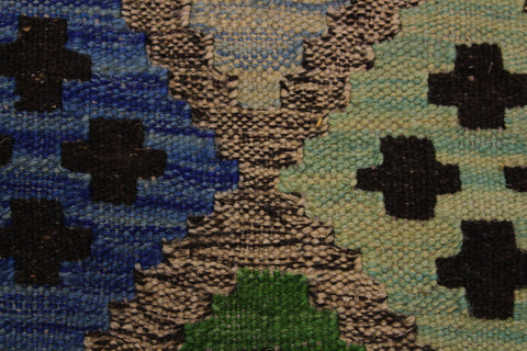 handmade Geometric Kilim Gray Blue Hand-Woven RECTANGLE 100% WOOL area rug 4 x 6