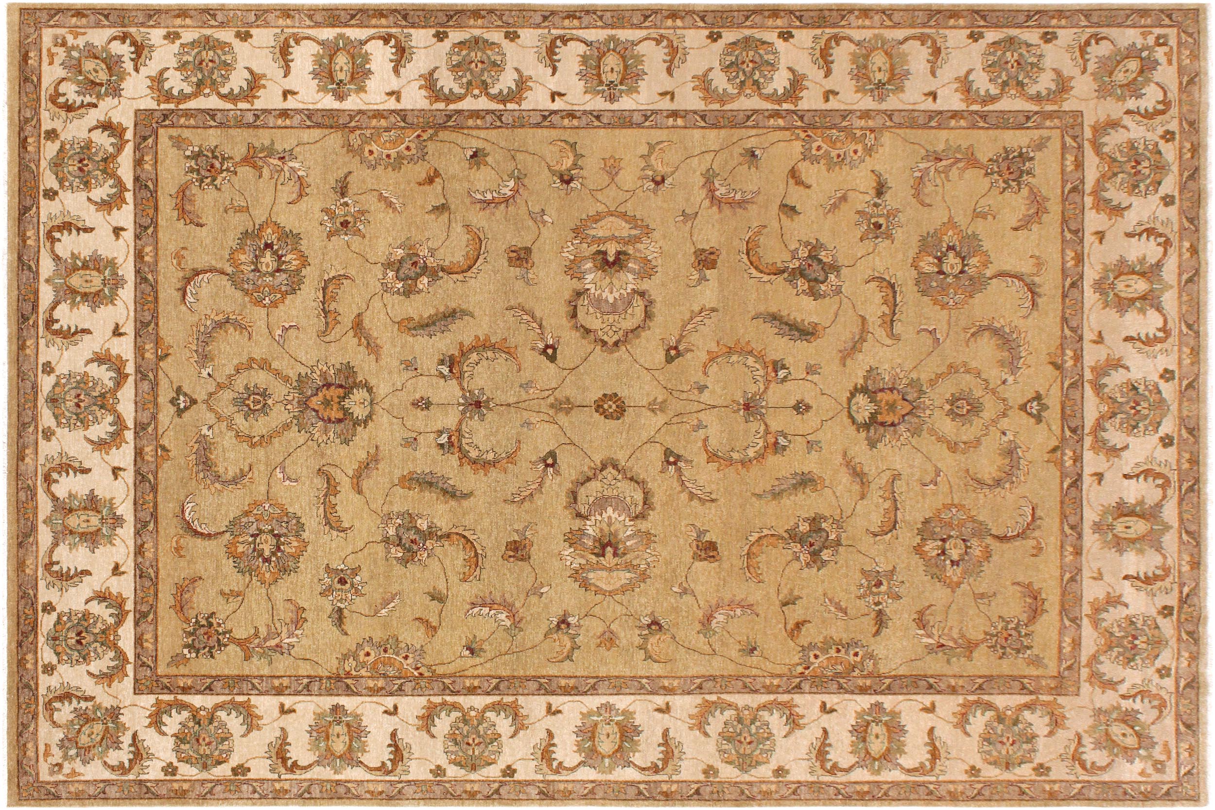 handmade Traditional Kafkaz Gold Beige Hand Knotted RECTANGLE 100% WOOL area rug 9x12