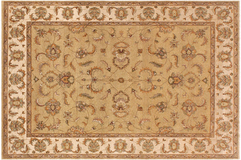 handmade Traditional Kafkaz Gold Beige Hand Knotted RECTANGLE 100% WOOL area rug 9x12