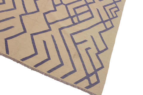 handmade Modern Kilim Beige Purple Hand-Woven RECTANGLE 100% WOOL area rug 7 x 10