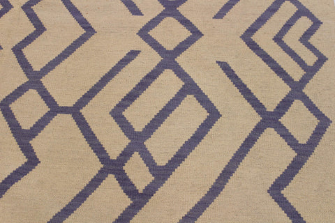 handmade Modern Kilim Beige Purple Hand-Woven RECTANGLE 100% WOOL area rug 7 x 10