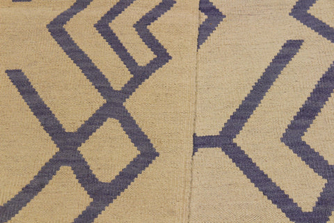handmade Modern Kilim Beige Purple Hand-Woven RECTANGLE 100% WOOL area rug 7 x 10