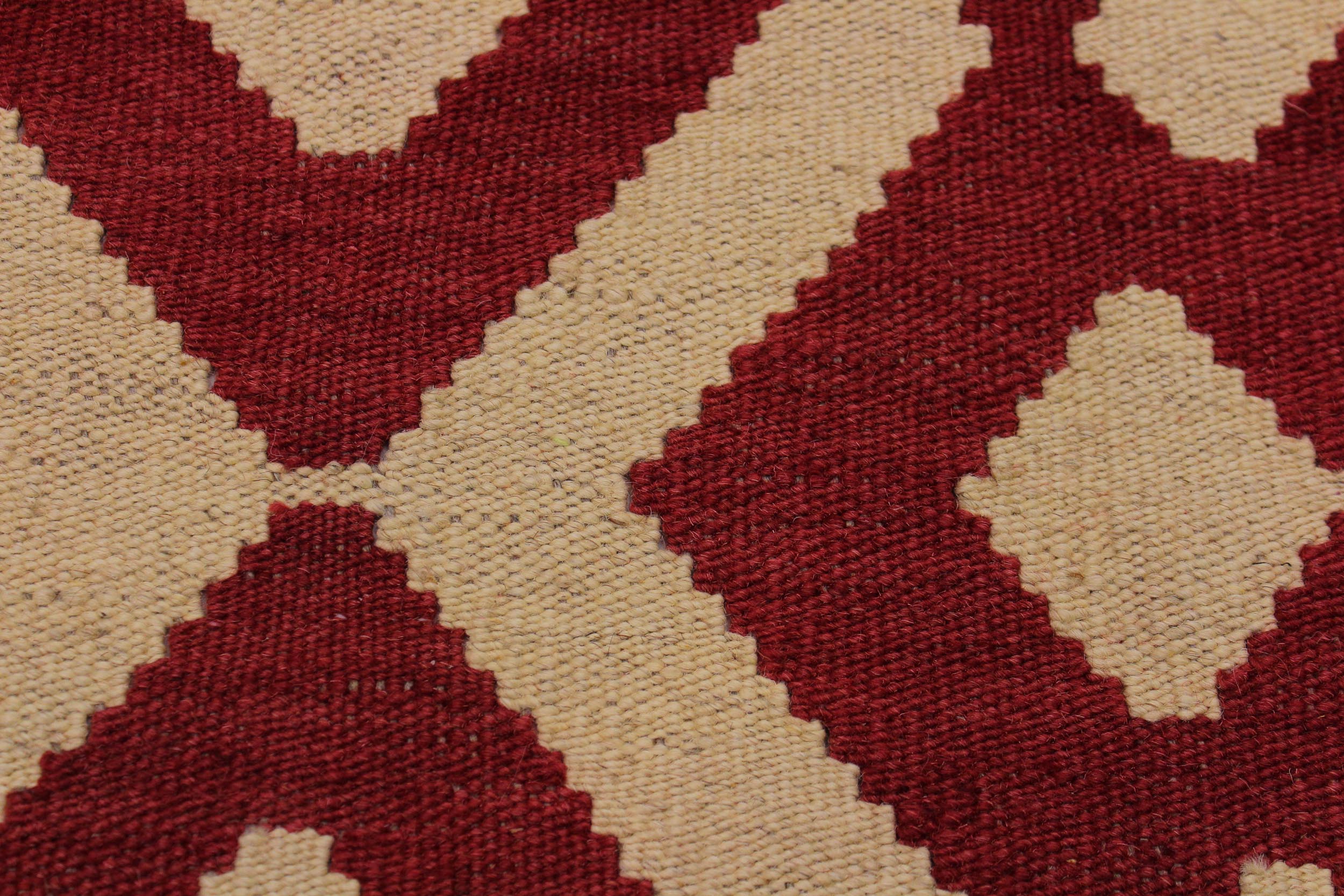 handmade Modern Kilim Red Beige Hand-Woven RECTANGLE 100% WOOL area rug 4 x 6