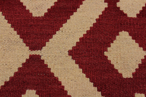 handmade Modern Kilim Red Beige Hand-Woven RECTANGLE 100% WOOL area rug 4 x 6