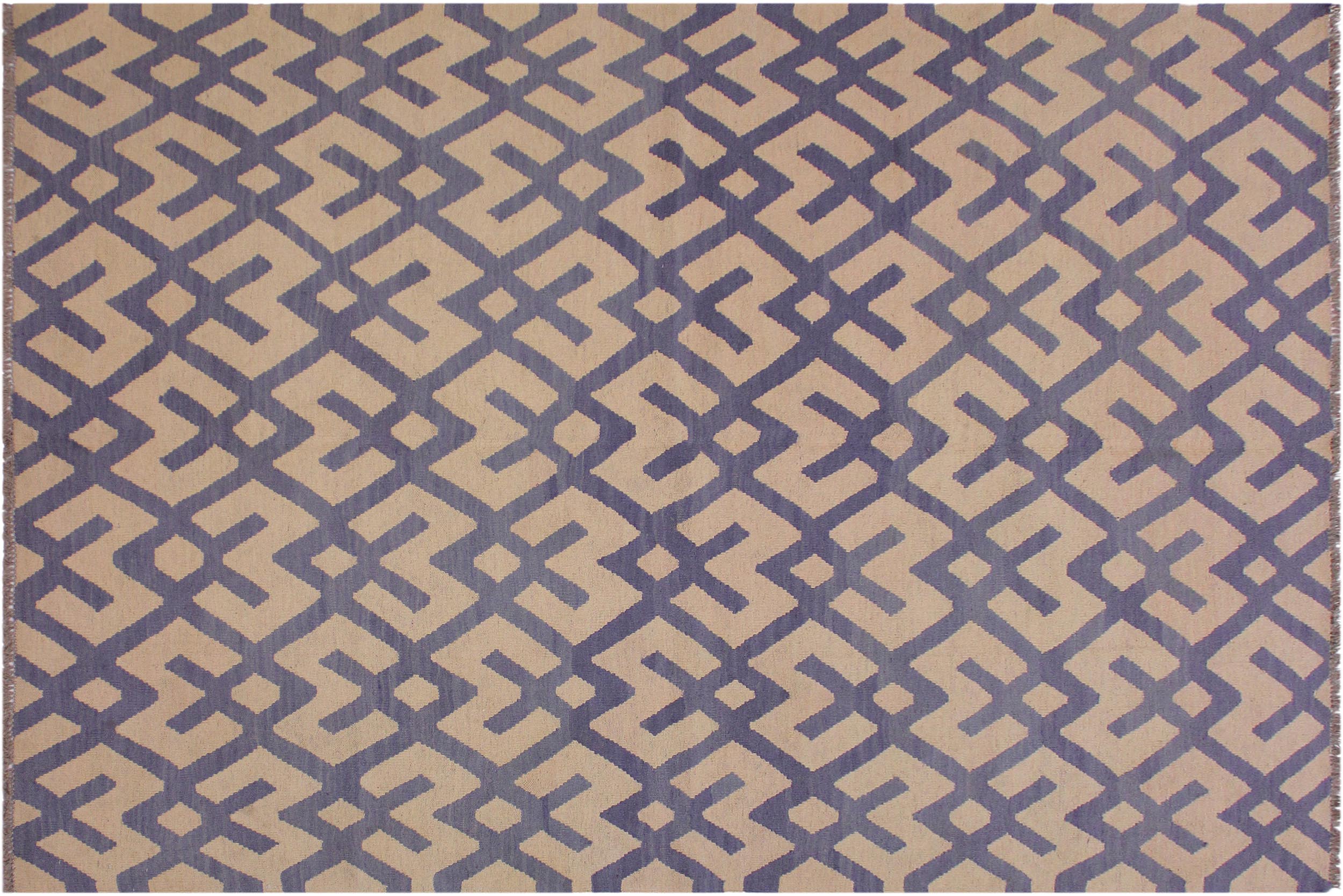 handmade Modern Kilim Beige Purple Hand-Woven RECTANGLE 100% WOOL area rug 6 x 8