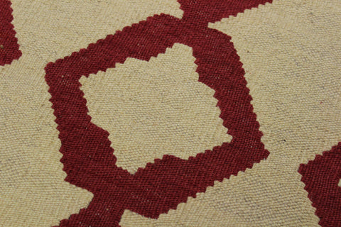 handmade Modern Kilim Beige Red Hand-Woven RECTANGLE 100% WOOL area rug 4 x 6