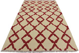 Flat Weave Kilim Antique Navaho Vintage handmade Modern Kilim Beige Red Hand-Woven Rectangle 100% Wool Area Rug 4x6 