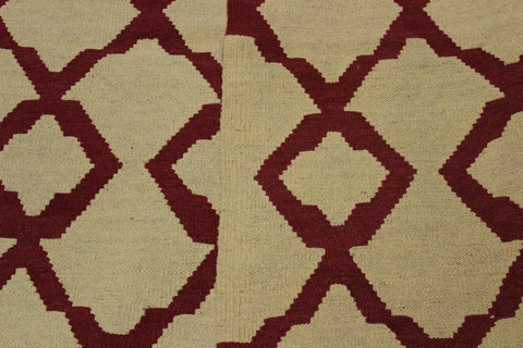 handmade Modern Kilim Beige Red Hand-Woven RECTANGLE 100% WOOL area rug 4 x 6