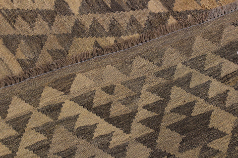 handmade Modern Kilim Gray Brown Hand-Woven RECTANGLE 100% WOOL area rug 6 x 8