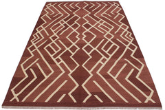 Flat Weave Kilim Antique Navaho Vintage handmade Modern Kilim Brown Beige Hand-Woven Rectangle 100% Wool Area Rug 7x10 